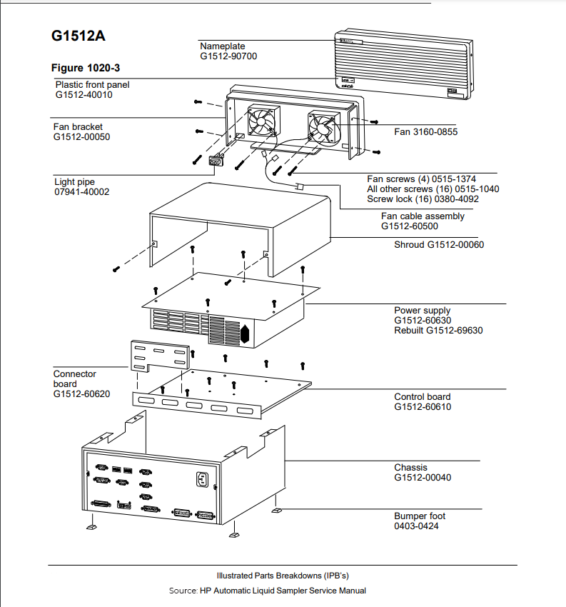 Illustrated parts breakdown of the Agilent G1512A