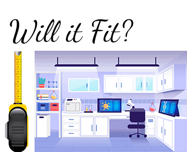 Bench space in the laboratory depicted in an image. Designed to convey the importance of measuring and evaluating bench space when installing new instruments.