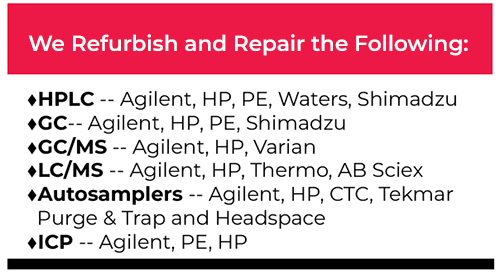 Instruments and brands that GenTech Scientific repairs and refurbishes.