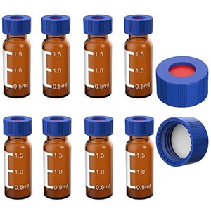 Liquid chromatography vials with lids