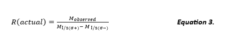 Image depicting the equation for obtaining the actual resolution of the experimental data.