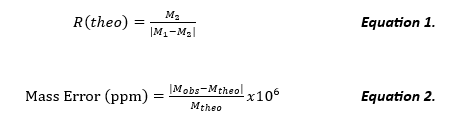 Image depicting Equations for Resolving Power and Mass Error.